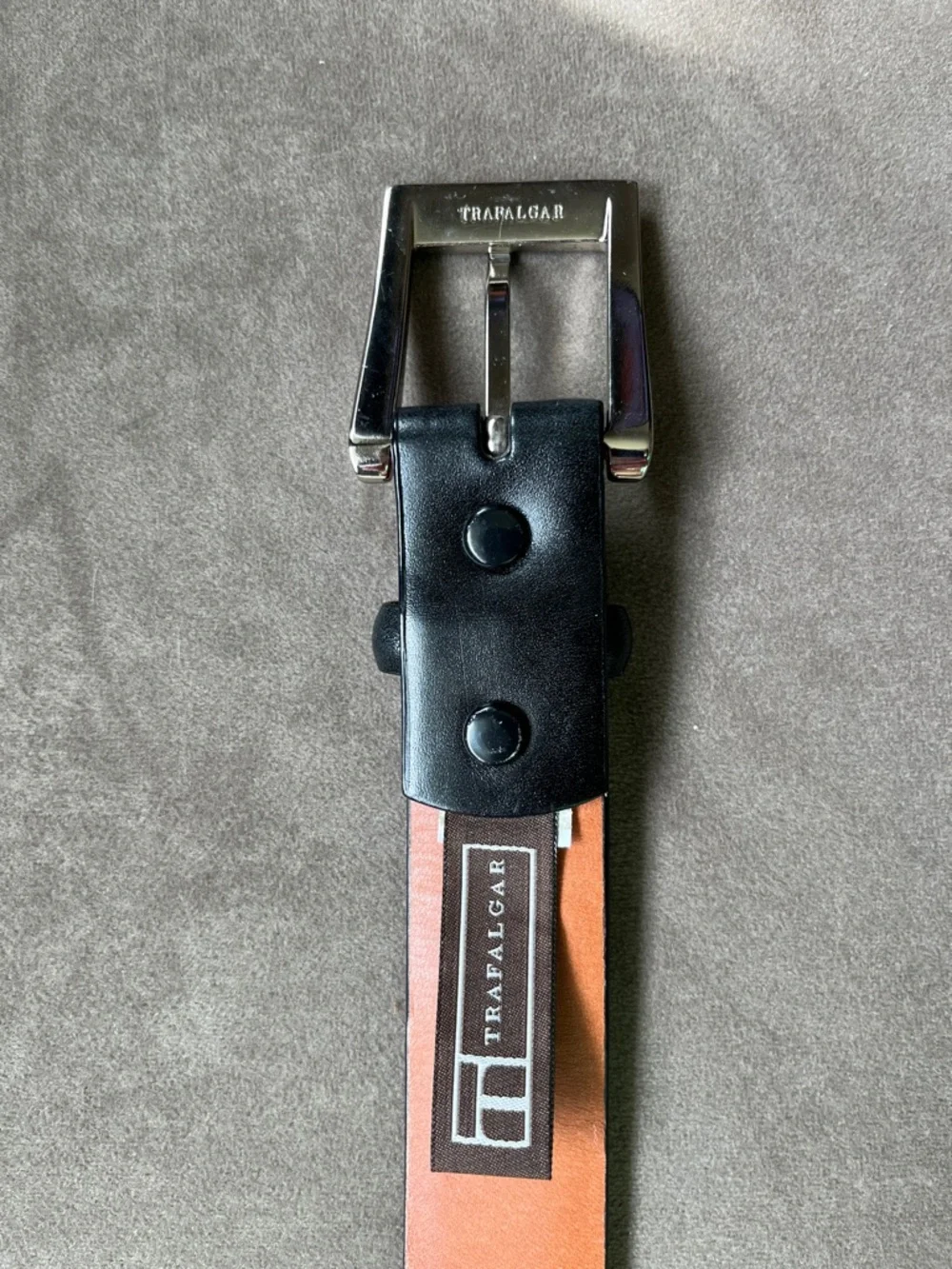 Trafalgar Black Leather Belt with Tan Interior